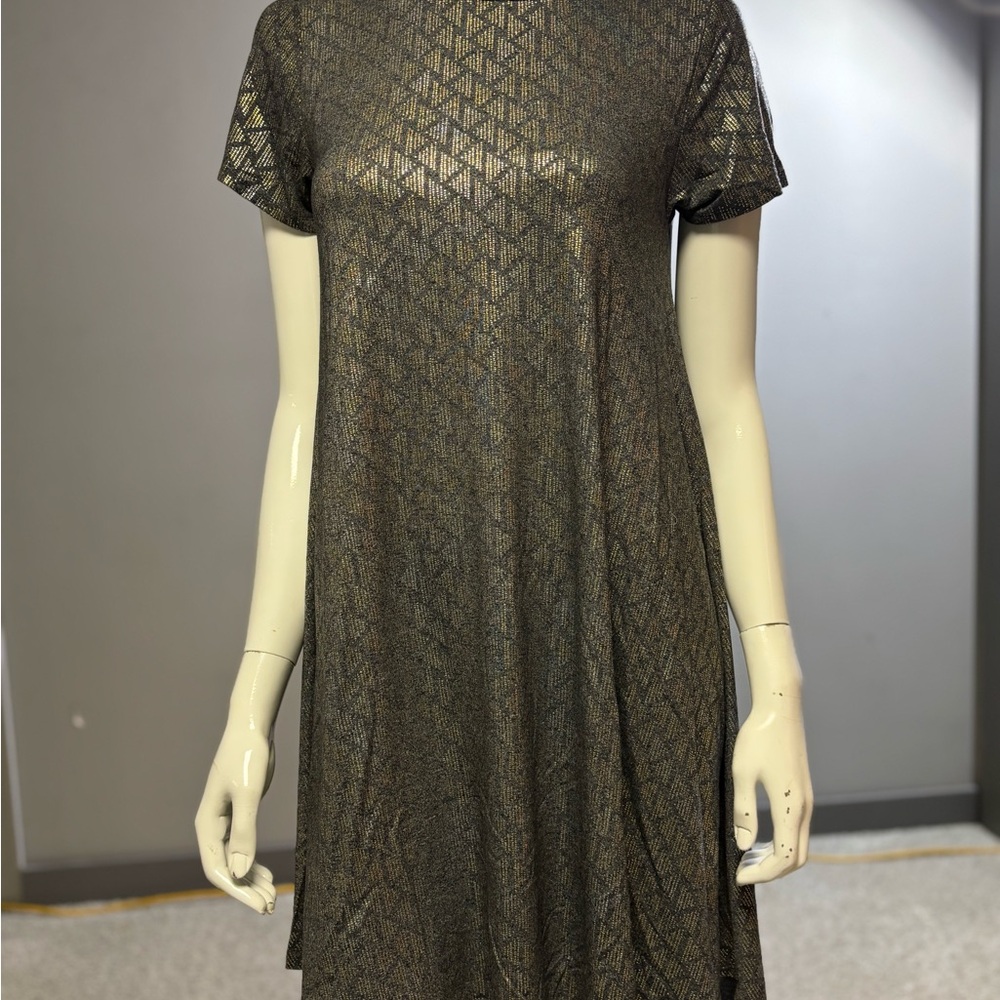 Elegant LuLaRoe Charcoal and Gold Carly dress. Size XS